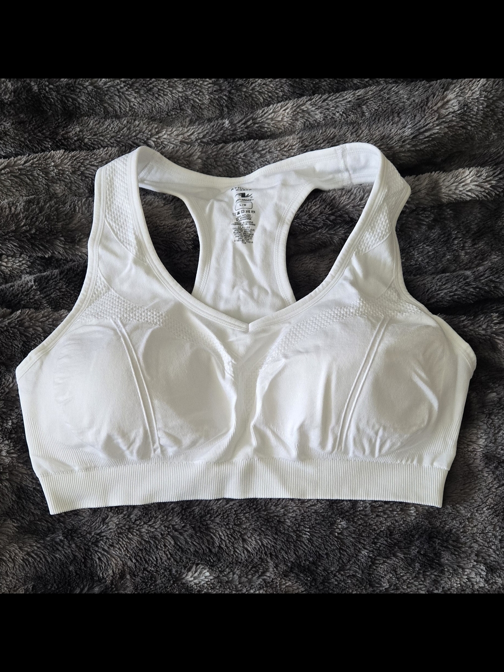 Athletic Works White Seamless Racerback Sports Bra